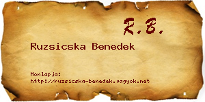Ruzsicska Benedek névjegykártya